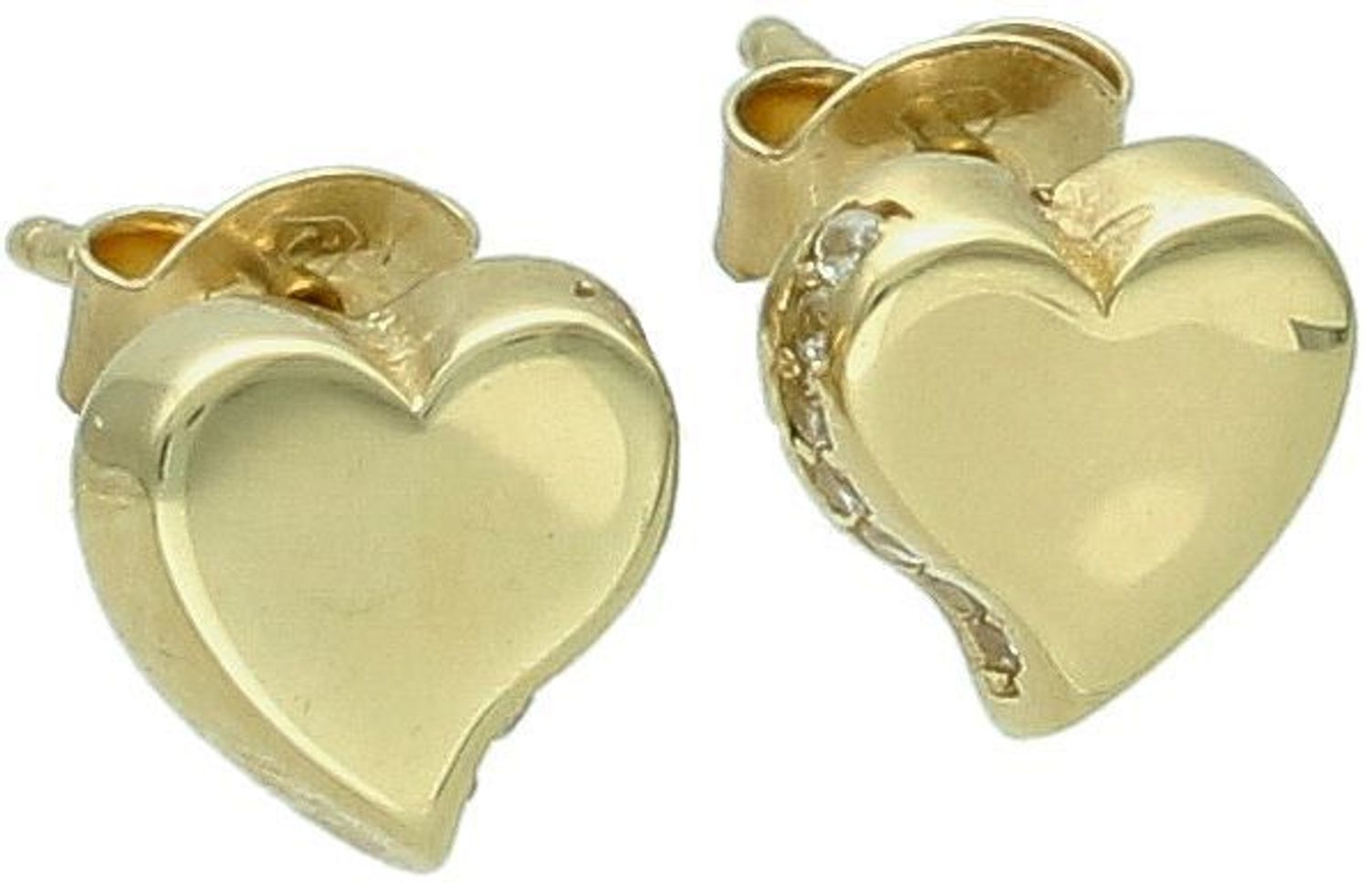 Złote kolczyki serduszka z  bocznymi cyrkoniami 585- KL 5639.jpg